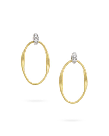 Marco Bicego 18 Karat Yellow And White Gold 0.03 Ct Diamond Marrakech Onde Earring