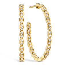 Hearts On Fire 18 Karat Yellow Gold Lorelei Floral Diamond Hoops 0.88 Ct