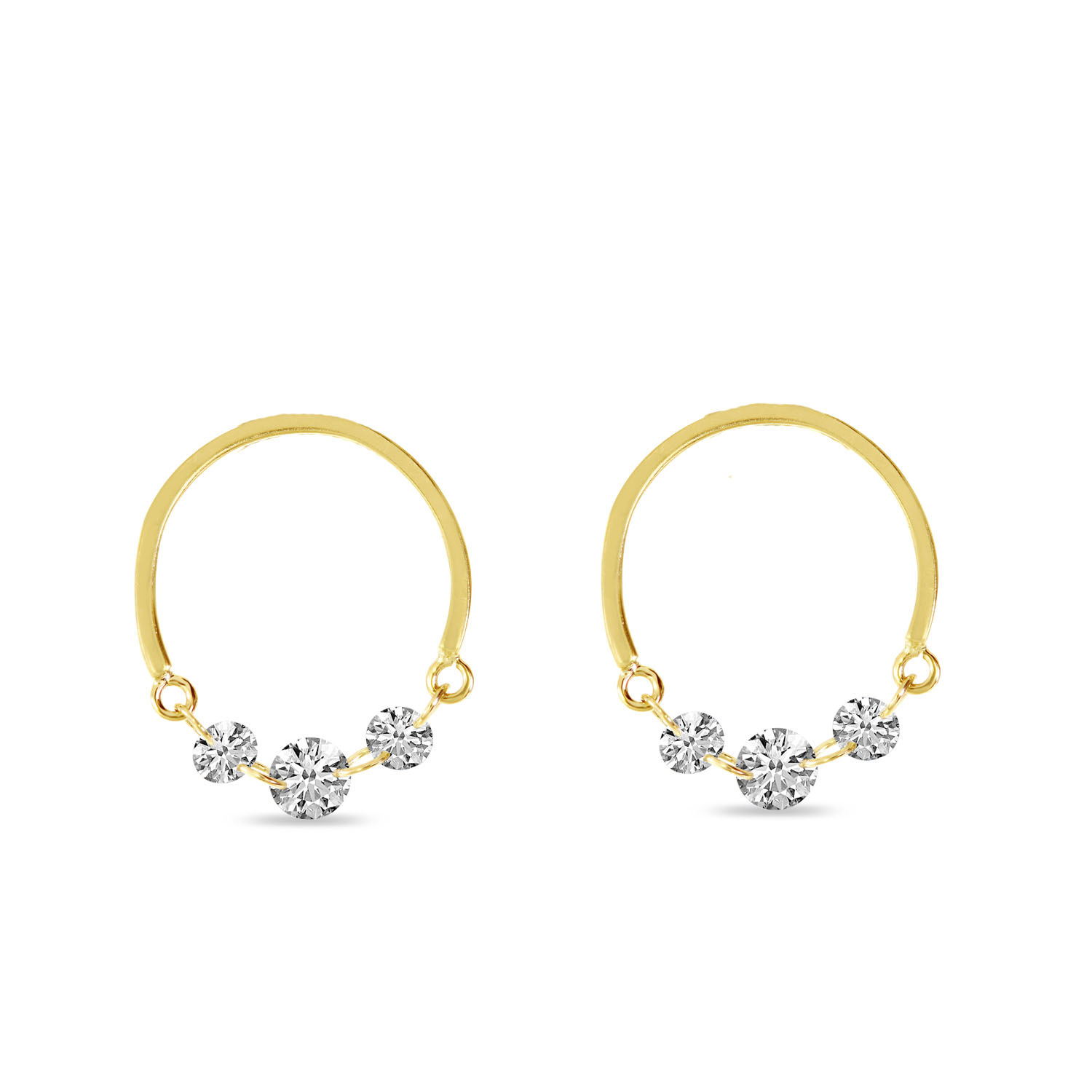 Brevani 14 karat yellow gold pierced diamond 0.36ctw circle earrings