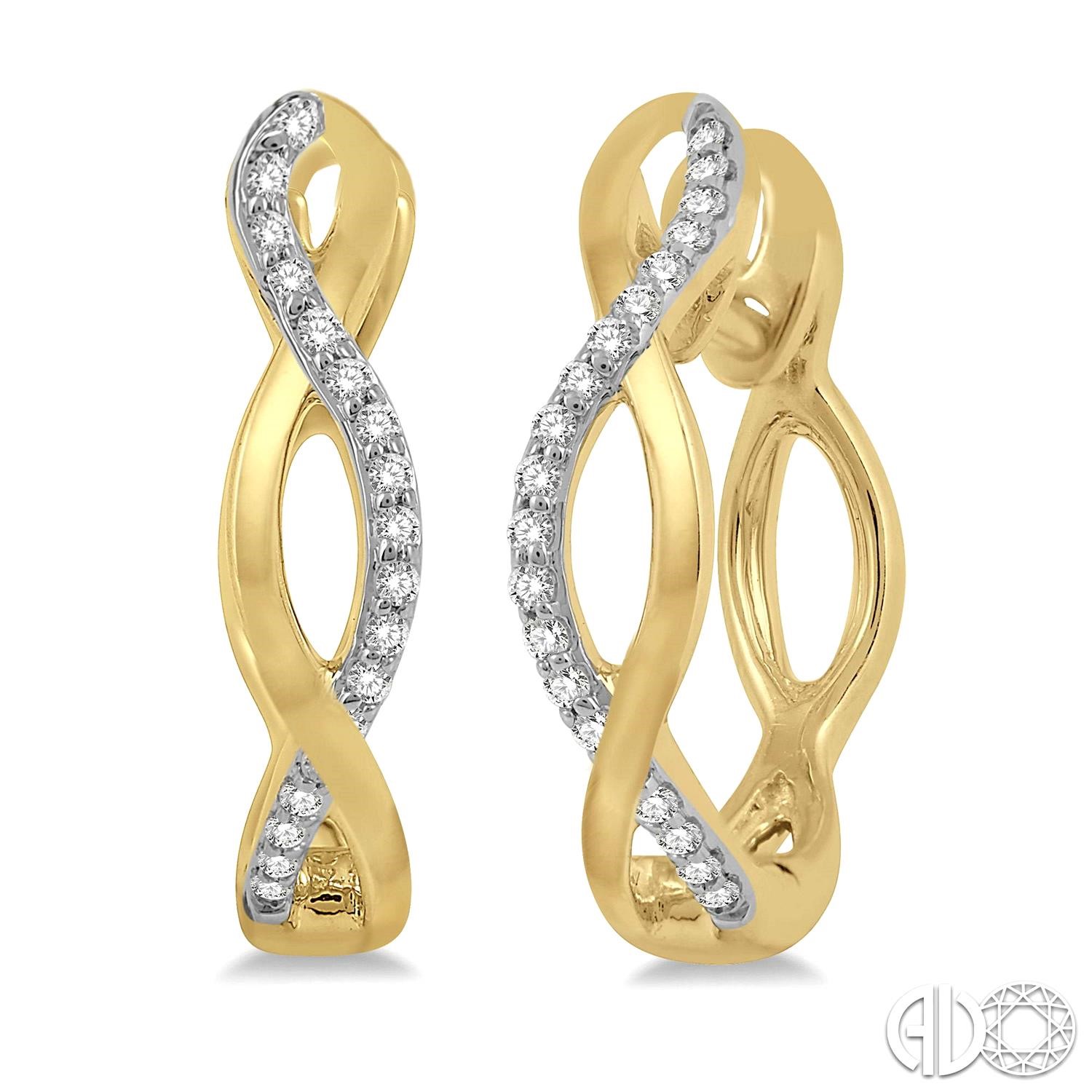10 Karat Yellow Gold Entwined Hoop Earrings With 34=0.10Tw Single Cut Diamonds