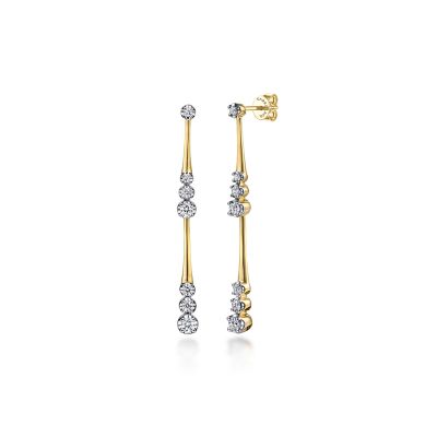 Gabriel & Co 14 Karat Yellow Gold Diamond Linear Earrings 0.60 Ct