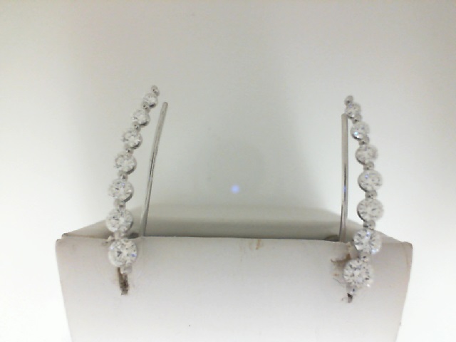 Fovermark 18 Karat White Gold Graduated Diamond Earring Climbers 1.05 Cts