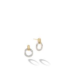 Marco Bicego Jaipur Gold 18K Yellow Gold Flat-Link Diamond Stud Earrings 0.27 Ct