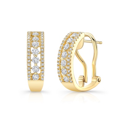 14 Karat Yellow Gold 0.59 Ct Diamond Earrings With Omega Backs