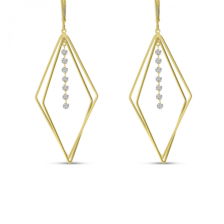 Brevani 14 Karat Yellow Gold 3-D Geometric Earrings 0.86 Ct Leverbacks