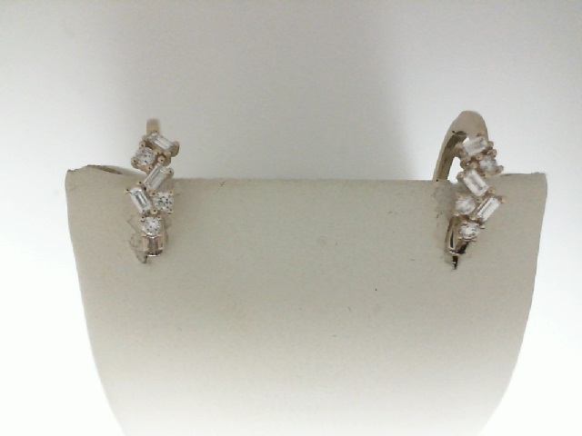 14 Karat Yellow Gold Scatter Baguette Diamond Petite Huggie Fashion Earrings 1/4Ctw