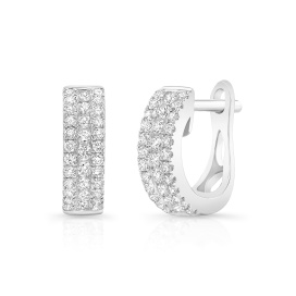 14 Karat White Gold Channel Set Mini Huggie Hoop Earrings With 0.37ctw Round Brilliant Diamonds