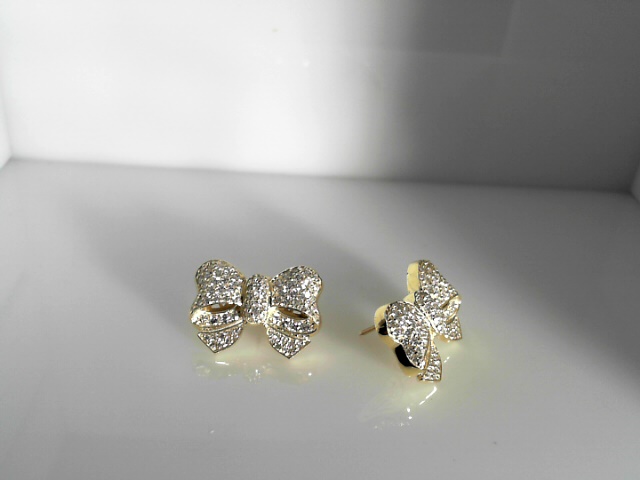 Jason of Beverly Hills18 Karat Yellow Gold Bow  Earrings With 0.97Tw Round F/G Vs Diamonds