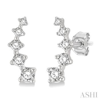 10 Karat White Gold Petite Ear Climbers Diamond  Earrings .10ctw