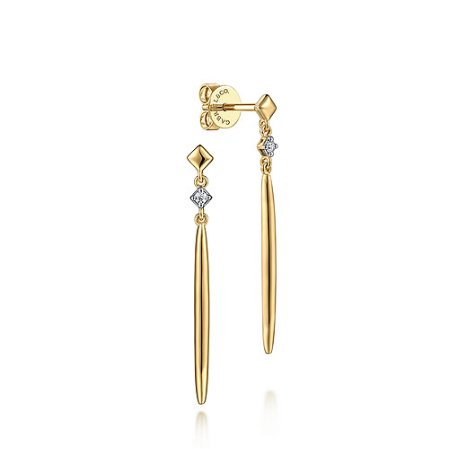 Gabriel & Co 14K Yellow Gold Diamond Stud and Spike Earrings 0.04Ctw