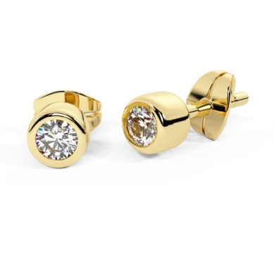 14 KARAT YELLOW GOLD SINGLE DIAMOND BEZEL STUD EARRING