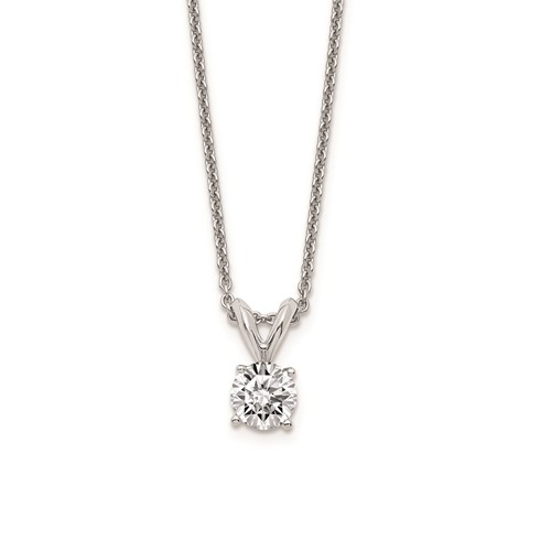 14 Karat White Gold Solitaire Pendant With One 0.05Ct Round Diamond On  Box Chain