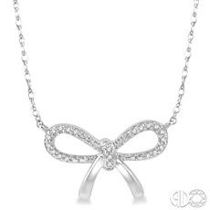 10 Karat White Gold Bow Pendant With 0.07Tw Round Diamonds
Length: 18