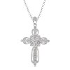 Sterling Silver Milgrain Edge Cross Pendant With 0.05Tw Round Diamonds
Chain: Cable Link
Metal: Sterling Silver
Length: 18