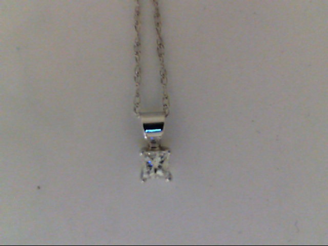 White 14 Karat Pendant With One 0.05Ct princess Diamond 
On 18 Inch  Chain
