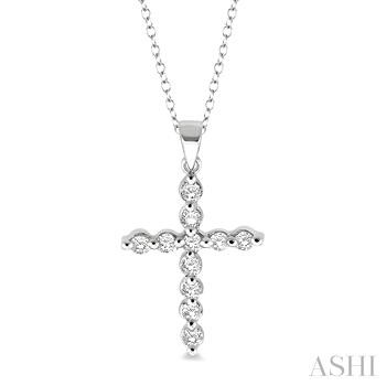 Sterling Silver Diamond Corss 0.10 Ct With 18 Inch Chain