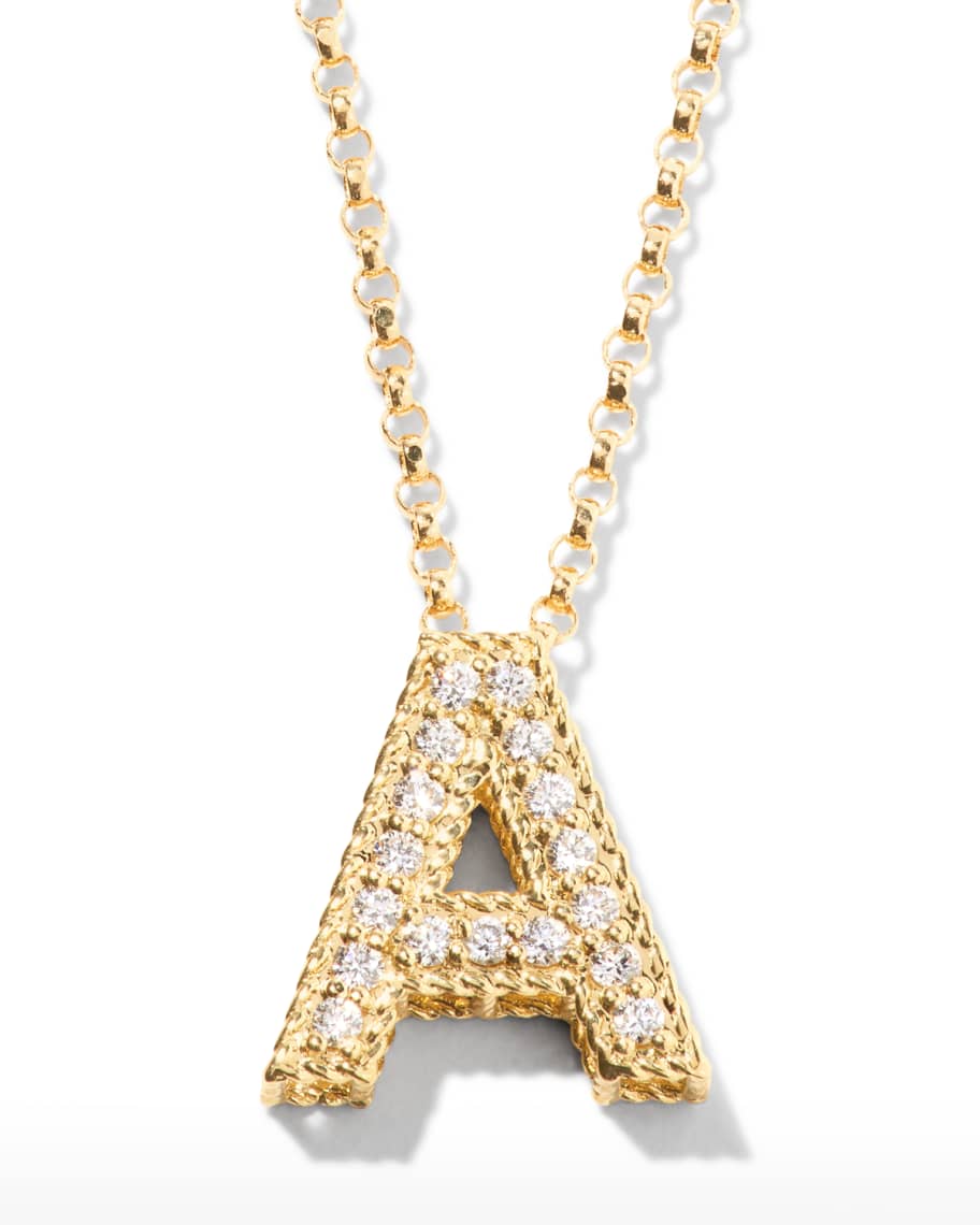 ROBERTO COIN 18KT GOLD LOVE LETTER A PENDANT WITH DIAMONDS