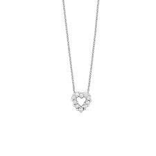Roberto Coin 18 Karat White Gold Tiny Treasure Open Heart Pendant With 10=0.11Tw Round Diamonds