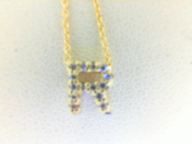 Roberto Coin: 18 Karat yellow Gold  Love Letter  R Pendant With 14=0.06Tw Round  Diamonds
Length: 16