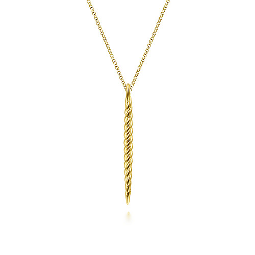 Gabriel & Co 14 Karat Yellow Gold Twisted Rope Spike Pendant 17.5 Inch