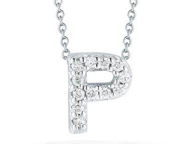 ROBERTO COIN 18KT GOLD LOVE LETTER P PENDANT WITH DIAMONDS
