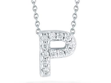 Roberto Coin 18 Karat White Gold Love Letter P Pendant With 12=0.05Tw Round Diamonds
Length: 18