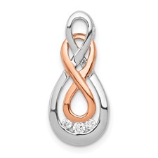 14 Karat White And Rose Gold Double Diamond Infinity Pendant 0.07 Ct With 18 Inch Box Chain