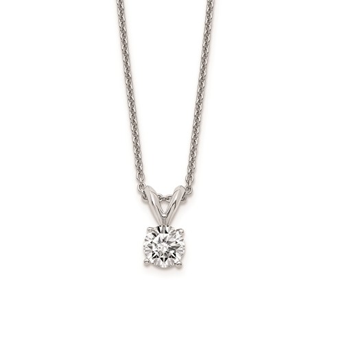 14 Karat White Gold Solitaire Pendant With One 0.09Ct Round Diamond On 18in Chain