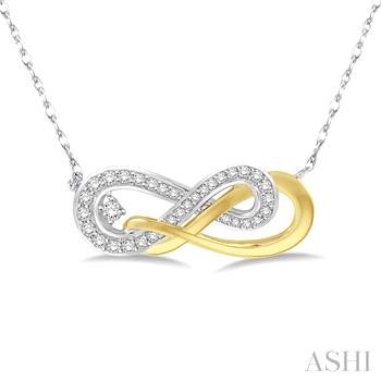 14 Karat White And Yellow Gold Double Infinity Diamond 0.20 Ct Necklace 17 Inch