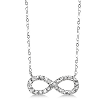 14 Karat White Gold Diamond Infinity 0.25 Ct Necklace 18 Inch