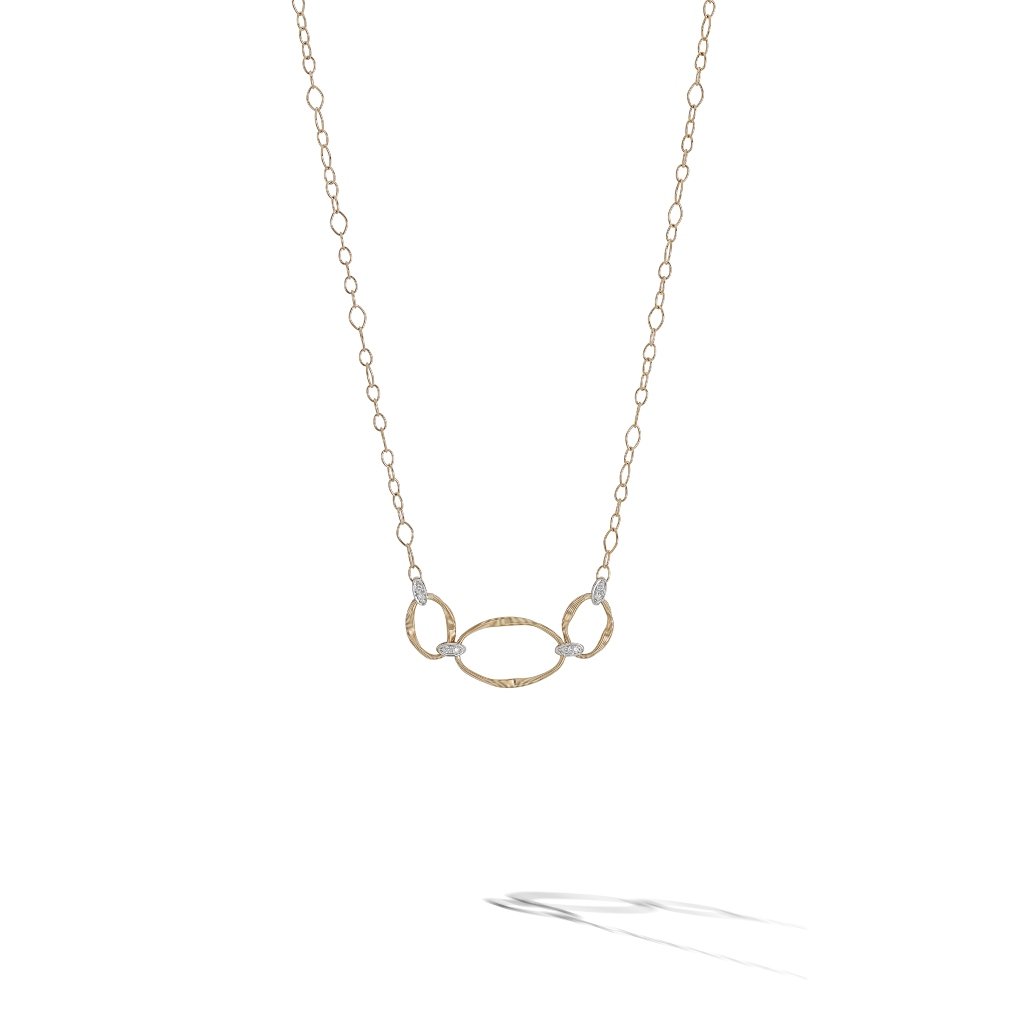 Marco Bicego 18 Karat Yellow/ White Gold 0.06 Ct Diamond Marrakech Onde Triple Link Pendant