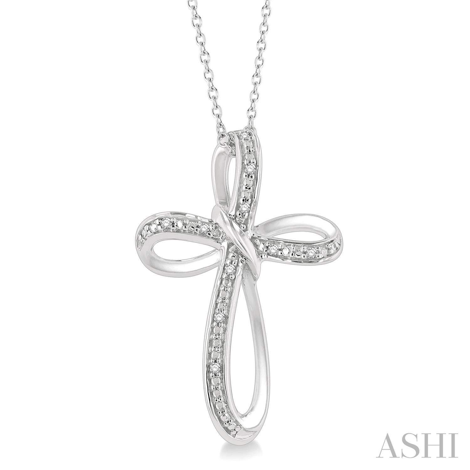 Sterling silver 0.03 ct single cut diamond infinty cross