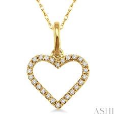 14 Karat Yellow  Heart Pendant With 0.10Tw Round Diamonds
Length: 18