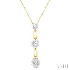 14 Karat Yellow Gold Lovebright Paperclip Diamond 0.55 ct Drop Necklace 18 Inch