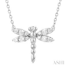 Dragonfly Petite Diamond Fashion Pendant
0.15 ctw Petite Dragonfly Round Cut Diamond Fashion Pendant With Chain in 10K White Gold