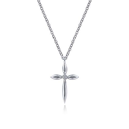 Gabriel & Co: Sterling Silver Diamond Cross Necklace