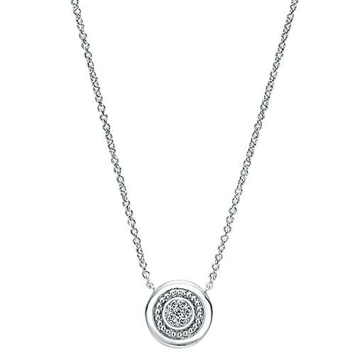 Gabriel & Co: Sterling Silver Diamond Pendant Necklace 18