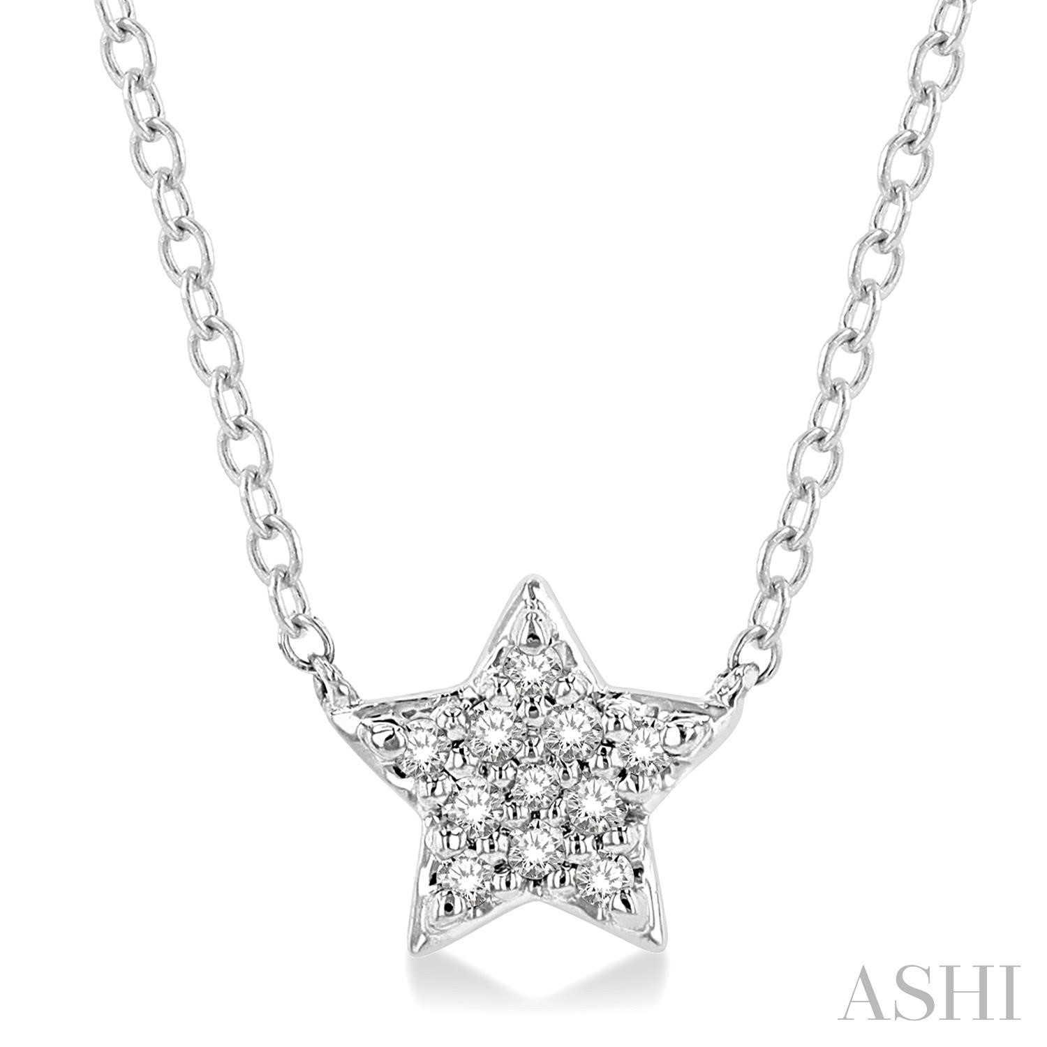 10 Karat White Gold Petite Star Diamond Fashion Pendant 0.08Ctw
18Inch Chain