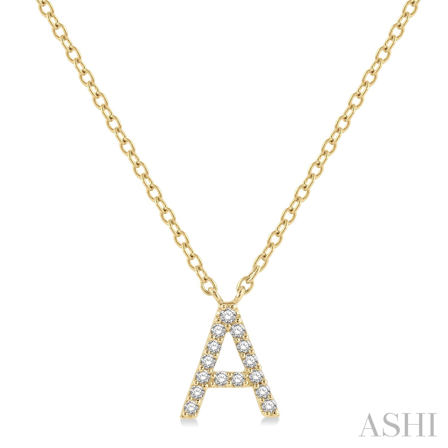 10 Karat Yellow Gold A' Initial Diamond 0.05CTW Pendant Necklace
18 Inch Chain