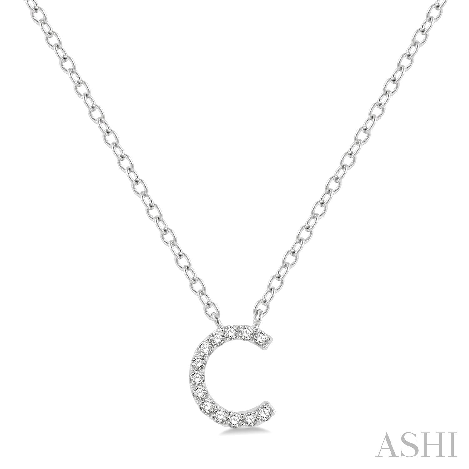 10 Karat White Gold Pendant C' Initial Diamond 0.05CTW Pendant Necklace
18 Inch Chain