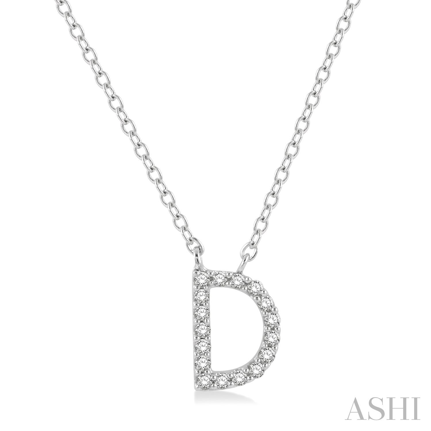 10 Karat White Gold Pendant D' Initial Diamond 0.05CTW Pendant Necklace
18 Inch Chain