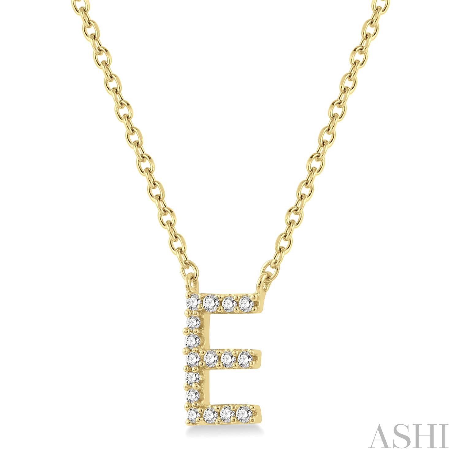 10 Karat Yellow Gold Pendant E' Initial Diamond 0.05CTW Pendant Necklace
18 Inch Chain
