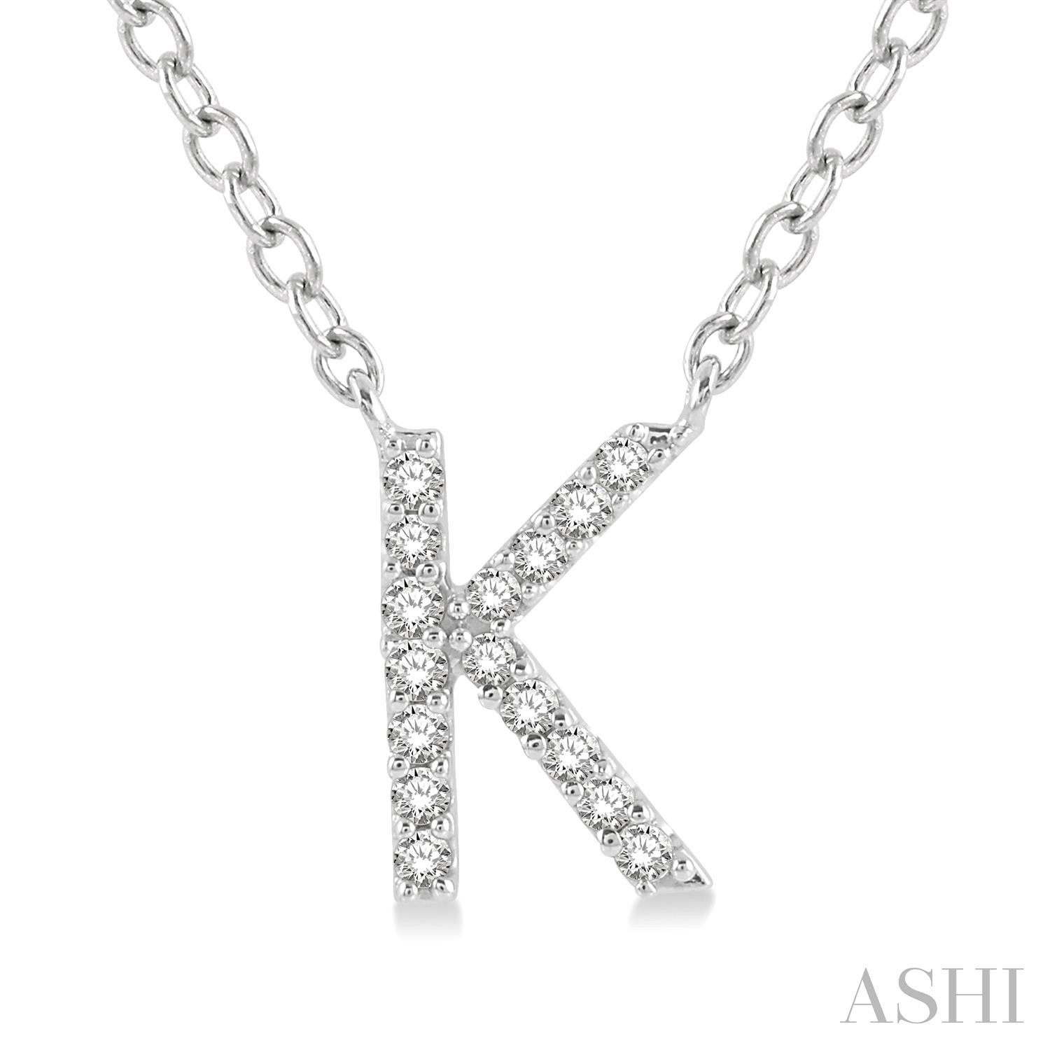10 Karat White Gold Pendant K' Initial Diamond 0.05CTW Pendant Necklace
18 Inch Chain