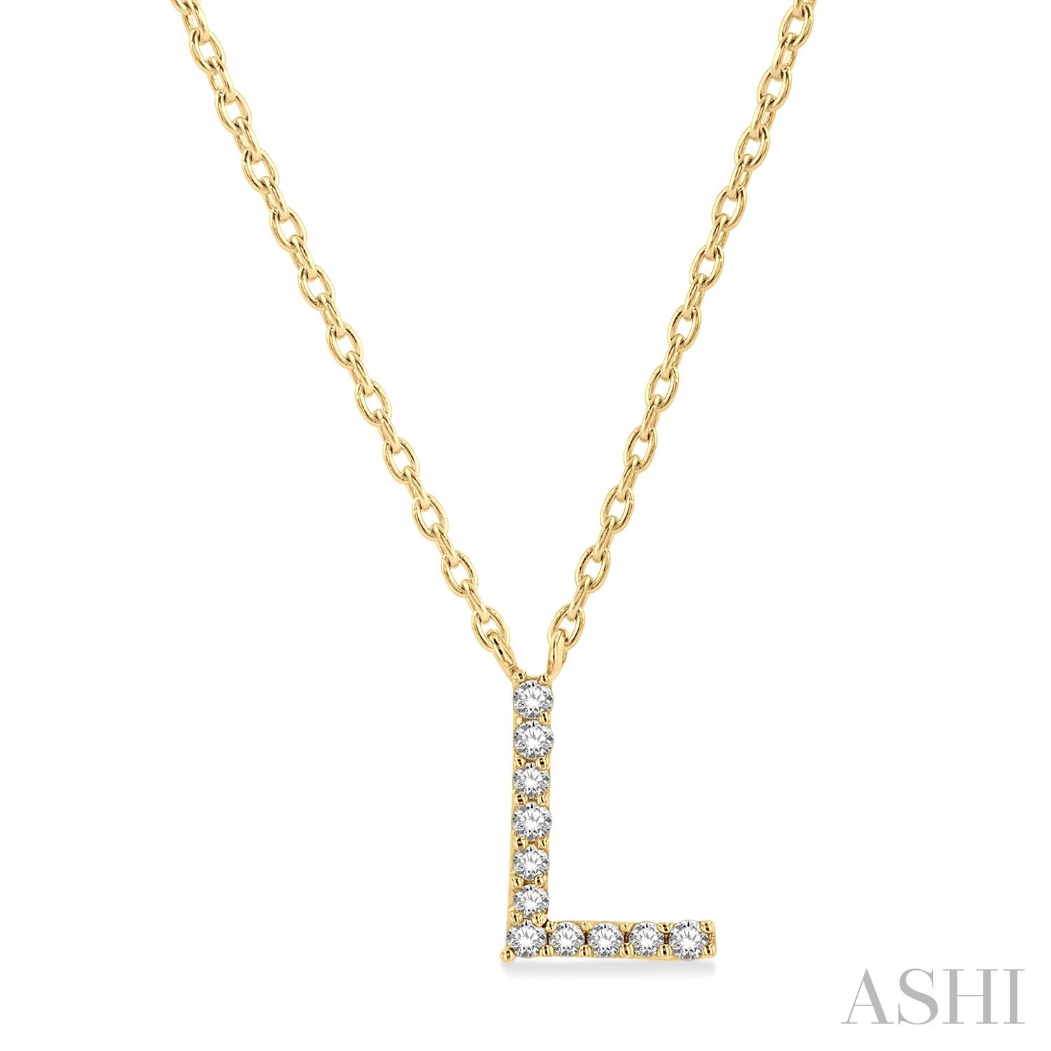 10 Karat Yellow Gold Pendant L' Initial Diamond 0.05CTW Pendant Necklace
18 Inch Chain