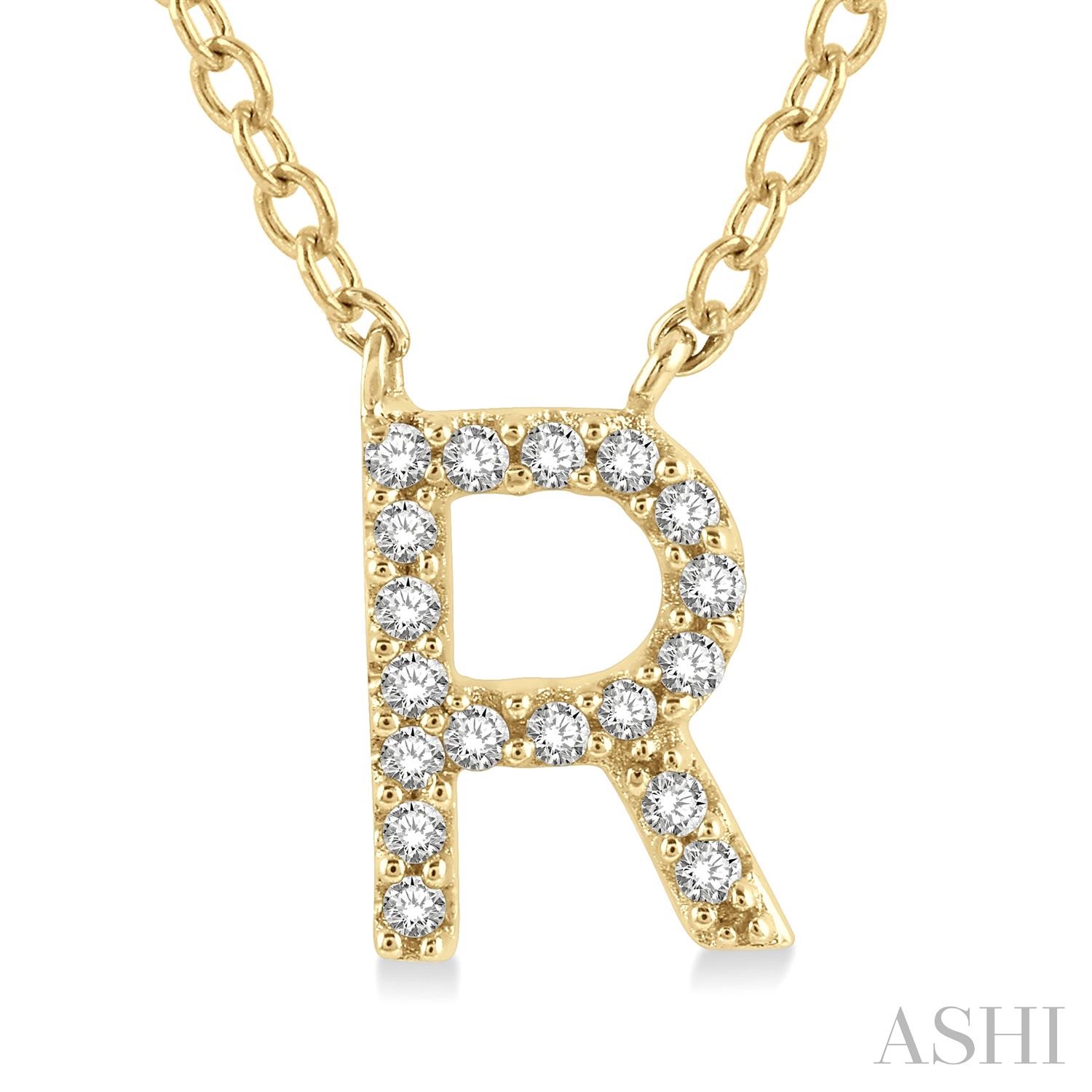 10 Karat Yellow Gold Diamond  R' Initial 0.05CTW Pendant Necklace
18 Inch Chain
