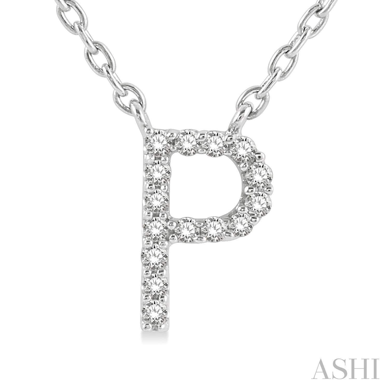 10 Karat White Gold Pendant P' Initial Diamond 0.04CTW Pendant Necklace
18 Inch Chain