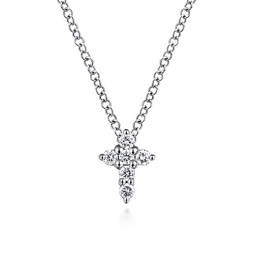 Gabriel & Co 14K White Gold Diamond Cross Necklace