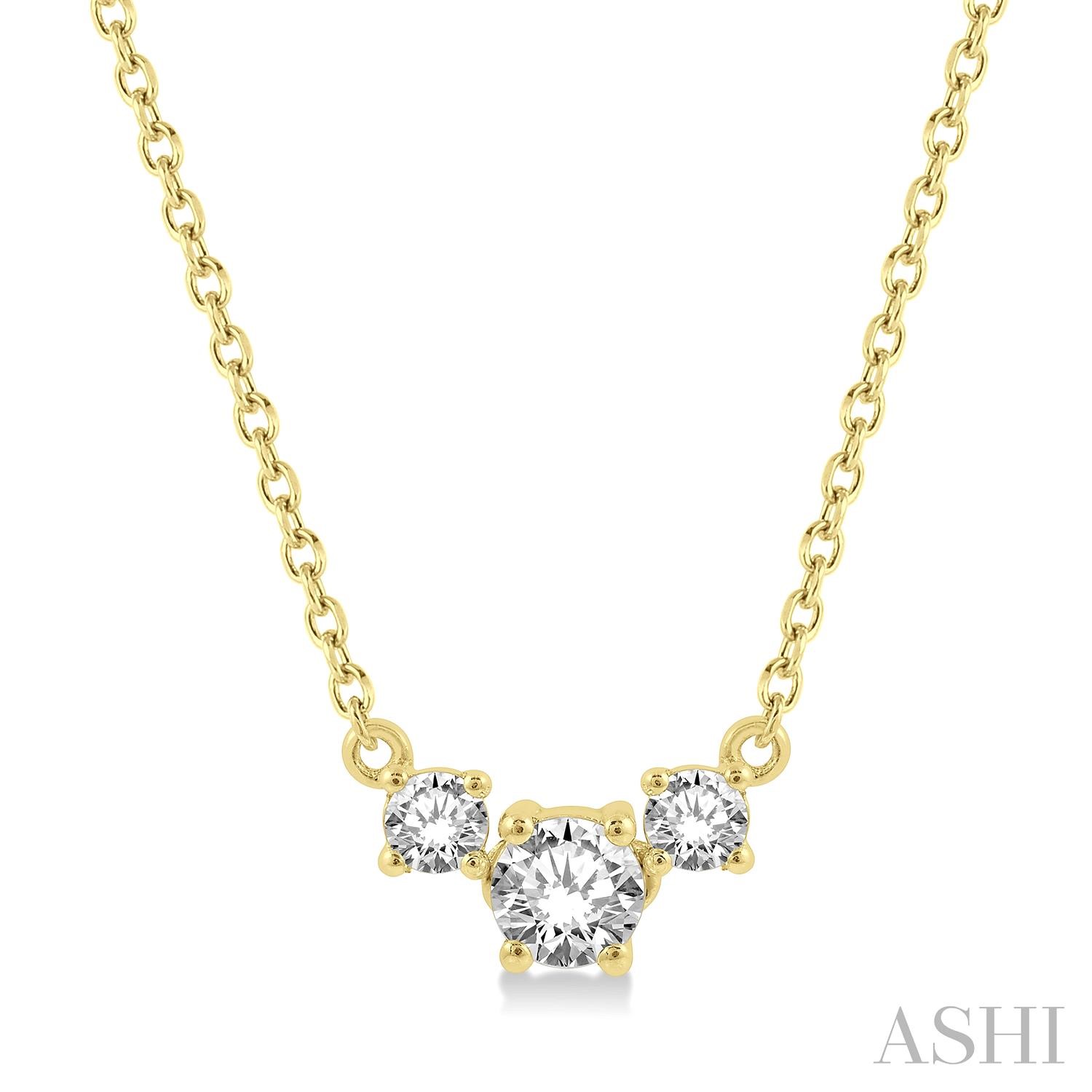 3 stone diamond necklace sales yellow gold