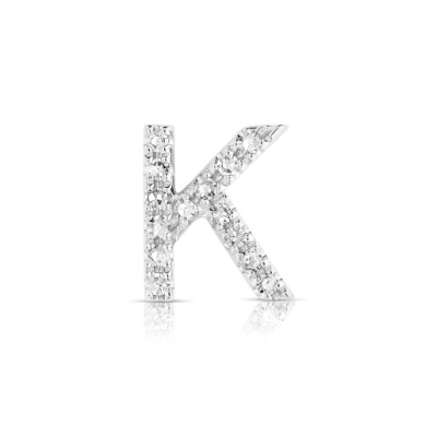 14 KARAT WHITE GOLD LETTER K CHARM WITH DIAMONDS 0.06CTW