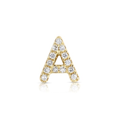 14 KARAT YELLOW GOLD LETTER A CHARM WITH DIAMONDS 0.04CTW